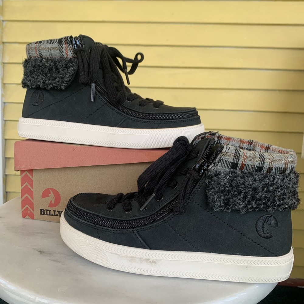 Billy Kids' Black High-Top Sneakers with Knit Cuff